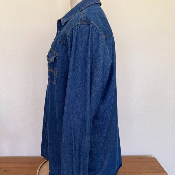 Blue Ranchwear - Denim Shirt - Gray Snap Front - Long Sleeve - Size XXL - Picture 5 of 10